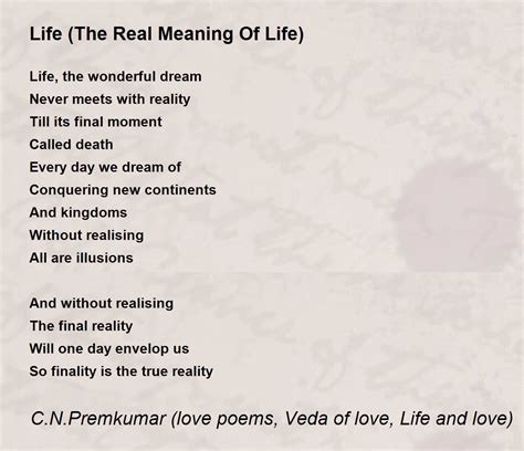The True Meaning Of Life Poem