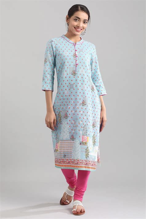 Buy Blue Band Collar Printed kurta @ 999 | Shop for Aurelia ...