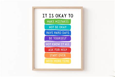 It's Okay to Not Be Okay Poster, Motivational Kids Art, Classroom ...