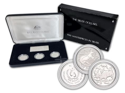1990 Masterpieces in Silver 3 Coin Set