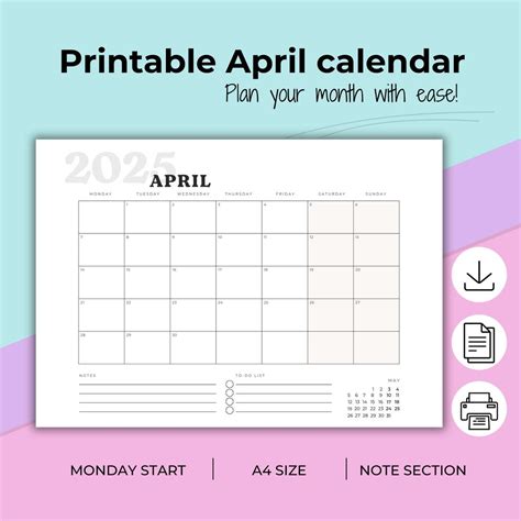 April Calendar Editable