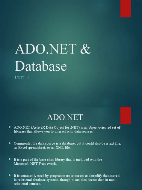 Image result for ADO.NET Database
