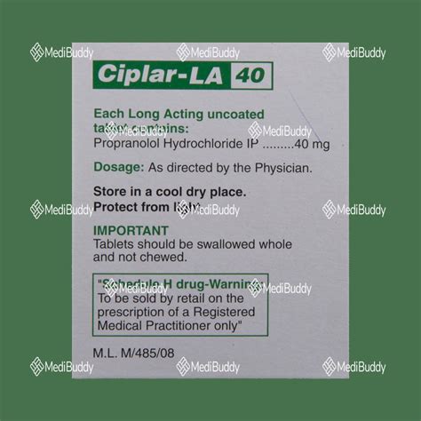 Ciplar-LA 40 Tablet: Price, Uses, Side Effects & How to Use - MediBuddy