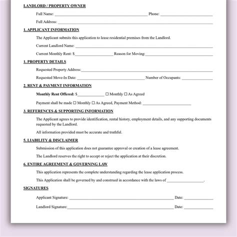 Buy Editable Residential Lease Application, Rental Application Form ...