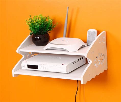 SS ARTS Wooden Set Top Box WiFi Router Wall Shelf ( Set of 1 , 32 cm x ...