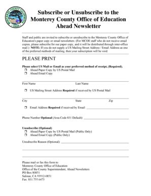 Fillable Online montereycoe AHEAD Newsletter Subscribe Form.doc ...