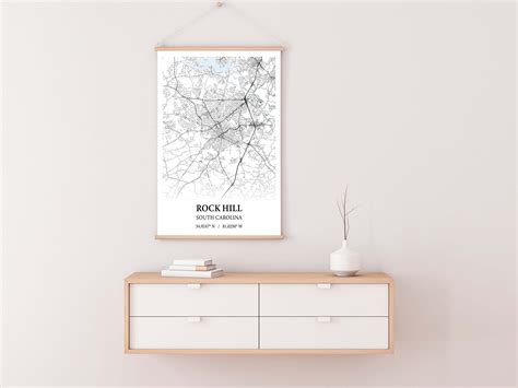 Rock Hill South Carolina City Map Poster Print Canvas , Rock Hill City ...