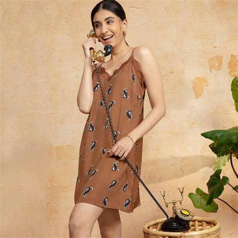 Masaba For Nykd Satin Slip Dress-NYS070-Brown Rabbit – Nykd by Nykaa