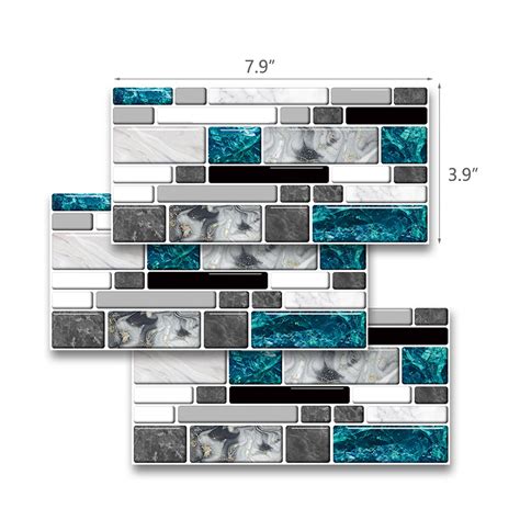 Buy Peel and Stick Wall Tile for Kitchen Backsplash Stone Design 8x4 (9 ...