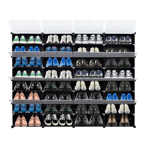 Winado 63.78-in H 8 Tier 40 Pair Black Plastic Shoe Organizer ...