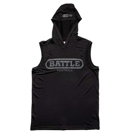 Battle Sports Black Sleeveless Light Action Football Hoodie - Adult ...