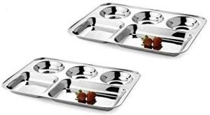 Finetouch Pack of 2 Stainless Steel Stainless Steel Dinner Plate/Bhojan ...