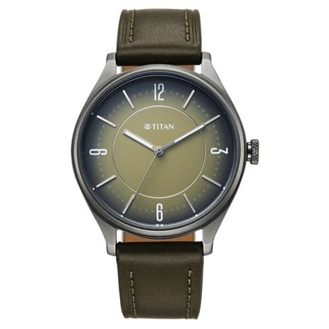 Buy Online Titan Neo Basics Analog with Green Dial Green Leather Strap ...