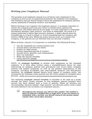 Writing your Employee Manual Doc Template | pdfFiller