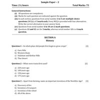 Class 6 Social Studies (SST): CBSE Sample Question Paper Term I - 2 PDF ...