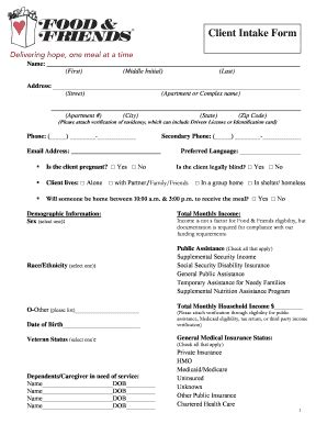 TX CAFB Food Pantry Intake Form - Fill Out, Sign & Share Online | pdfFiller