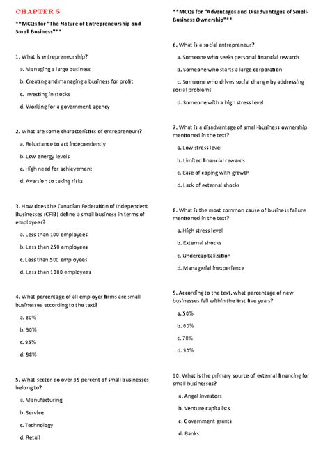 Chpt 5 MCQ based on ppt - MCQS - Chapter 5 MCQs for "The Nature of ...