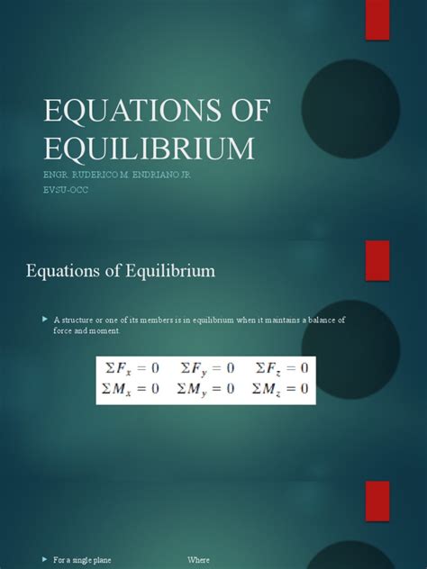 Image result for Equilibrium Equation Example