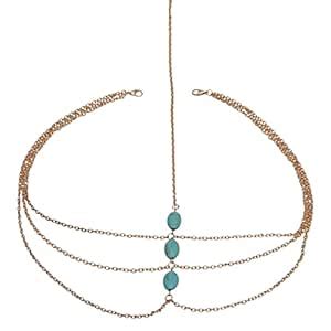 Buy Femnmas Designer Blue Bead Multi Layer Wedding Bridal Head Chain ...