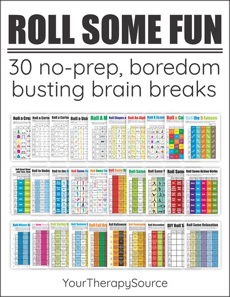 Roll Some Fun Brain Breaks UPDATED - Your Therapy Source