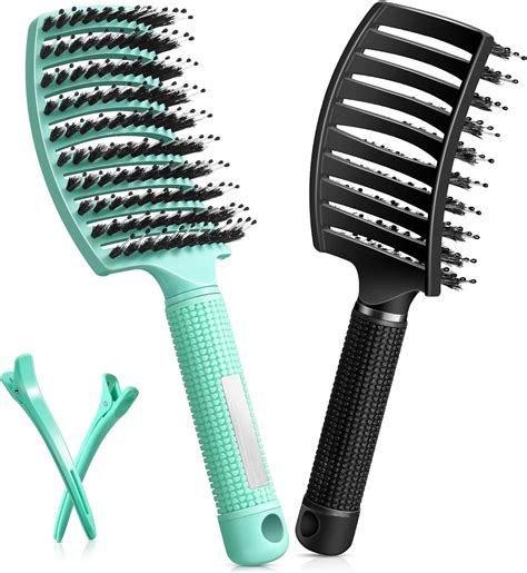 Amazon.com : Curved Detangler Brush for Women Kid Men, 2 Pack Boar ...