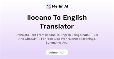 Ilocano to English Translator