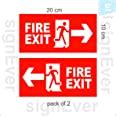SIGN EVER Fire Exit Sign Board Pack of 2-With Double side adhesive tape ...