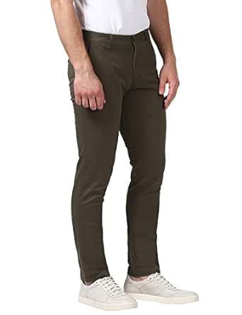 Buy Parx Men Green Cotton Slim Fit Trouser at Amazon.in