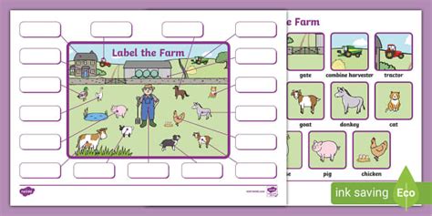 Farm Label the Picture Activity Sheet - KS1 - EAL - Twinkl