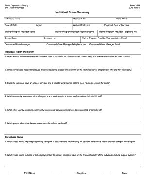 Fillable Online Individual Status Summary. Form 1024 Fax Email Print ...