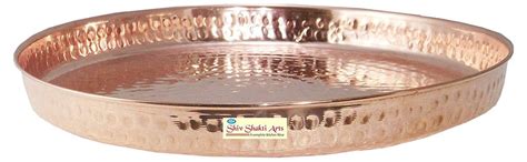 Handmade Pure Copper Thali Plate for Dinnerware Purpose Diameter=13 in ...