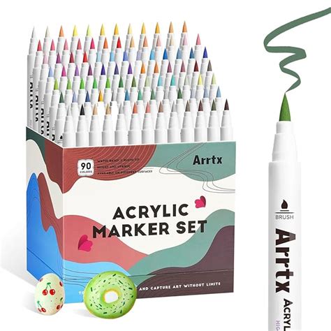 Arrtx 90 Colors Acrylic Marker Pens Acrylic Pens for Artist and Adults ...