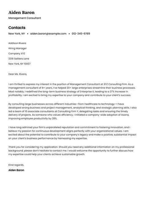 Consulting Cover Letter Examples 的图像结果