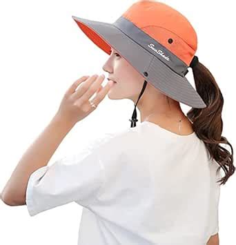 Buy Alexvyan Women's Orange Summer UPF 50+ Sun Hat, Ponytail Opening ...
