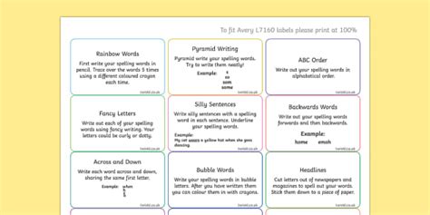 Spelling Challenge Activity Stickers