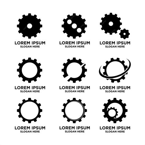 Sammlung von Designvorlagen für das Zahnradlogo | Premium Vektor