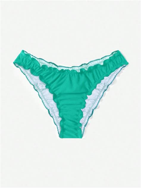 Swim Basics Summer Beach Women Vacation Solid Color Ruffled Bikini ...