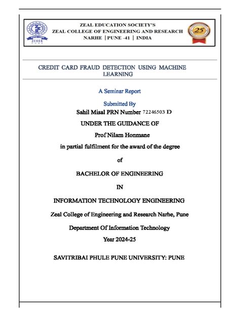 72246503 Seminar Report: Credit Card Fraud Detection Using ML ...