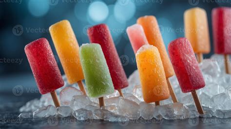 Ice treats with icy flavors in stick form. 49720108 Stock Photo at Vecteezy