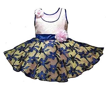 Buy Yes Baby baby Girl`s net and satin Frock (Navy Blue, Pink) 1-2 ...