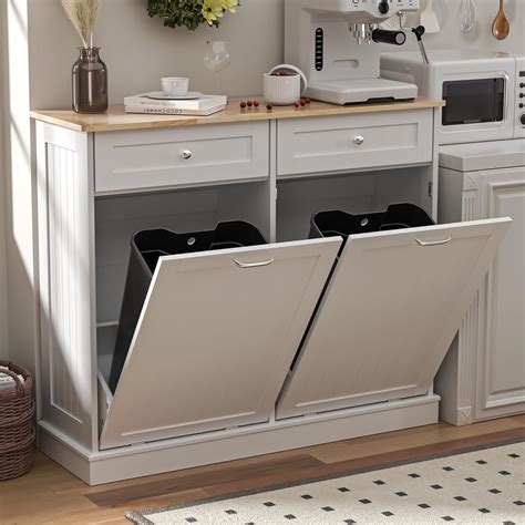 Amazon.com: Spurgehom Double Tilt Out Trash Cabinet Kitchen Waste Bins ...