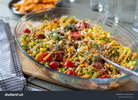 Taco Salad Ground Beef Cheddar Cheese Stock Photo 2405828859 | Shutterstock