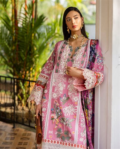 Esmel Mon Tresor Luxury Lawn Suit: Pink Chiffon Pakistani Dress ...