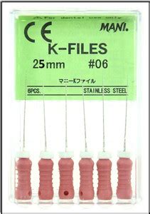 Mani K file 25mm size 6 Root Canal Endodontic Files stainless steel ...