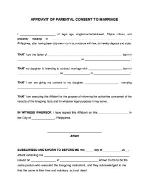 Affidavit Of Parental Consent To Marriage Sample - Fill and Sign ...