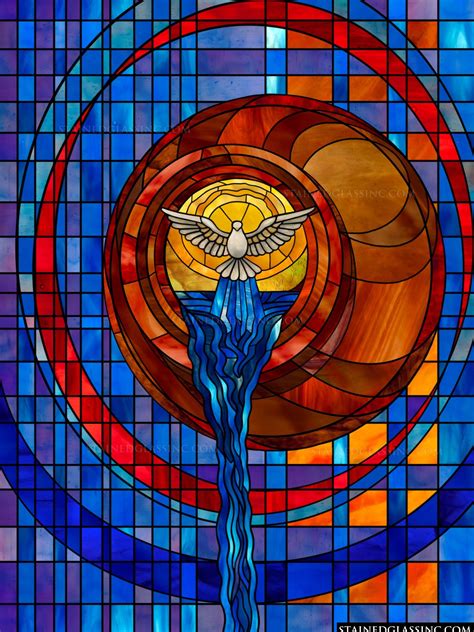 "Modern Stylized Stained Glass Window" Religious Stained Glass Window
