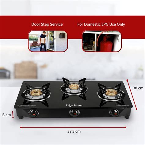 LPG Gas Stove with 3 Burners & Manual Ignition – Lifelong Online
