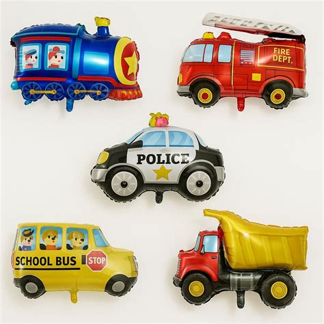 Transport Theme Birthday Party Foil Balloons - RentMyCostume