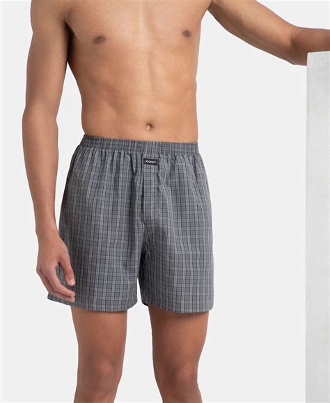 Buy Super Combed Mercerized Cotton Woven Checkered Boxer Shorts with ...