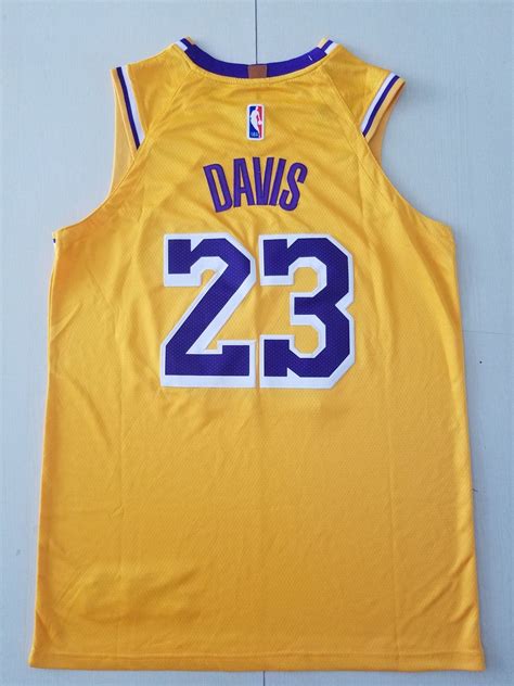 Men 23 Anthony Davis Jersey Yellow Los Angeles Lakers Jersey Swingman ...